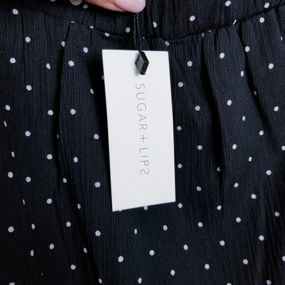 SUGARLIPS Dress Off-Shoulder Polka Dots Mini Ruffle Trumpet Sleeves - Large - Picture 8 of 11